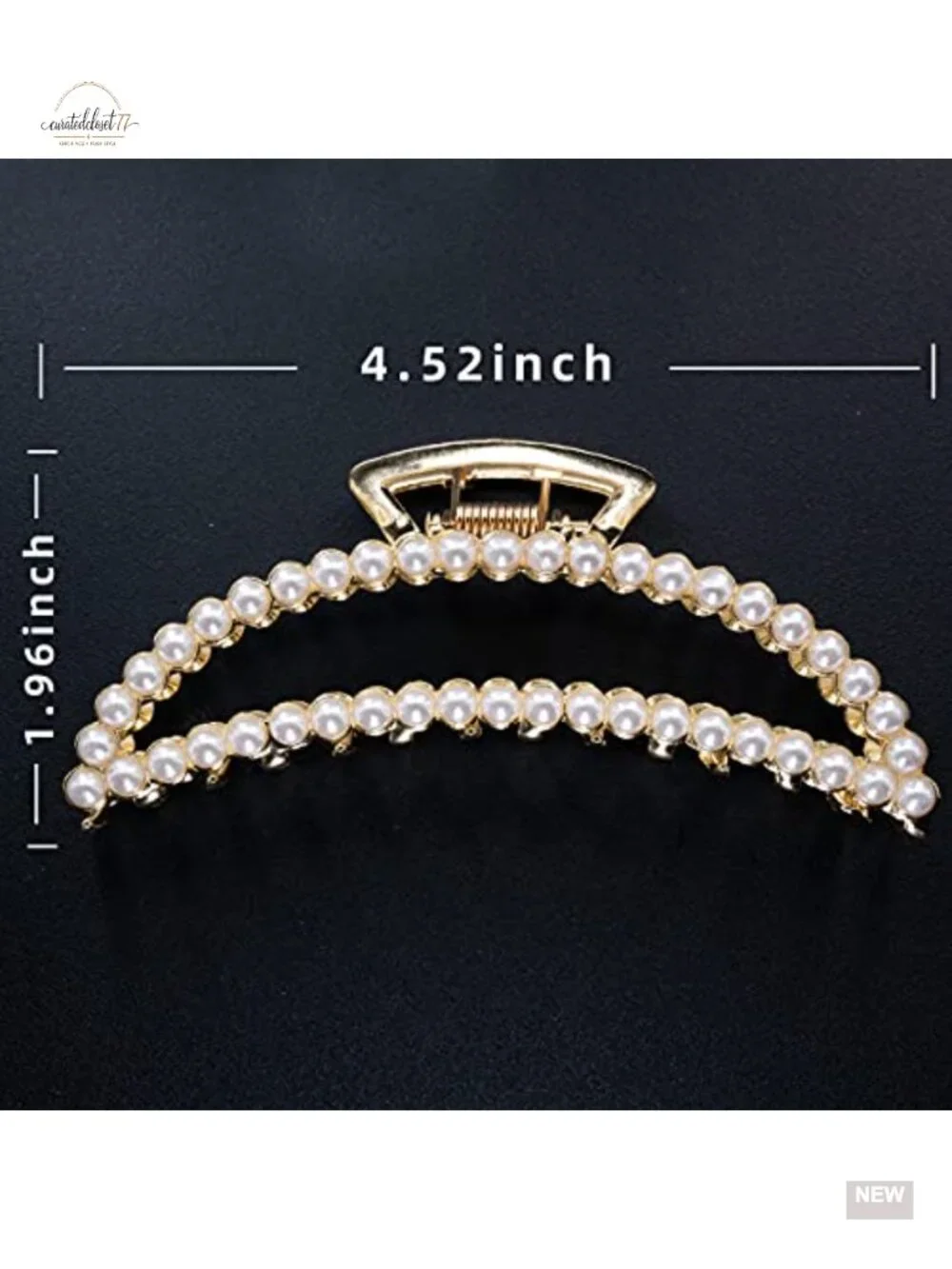 Large Pearl Hair Clips - 4.5 in Zinc Alloy Banana Claw Clips for Thick Hair,